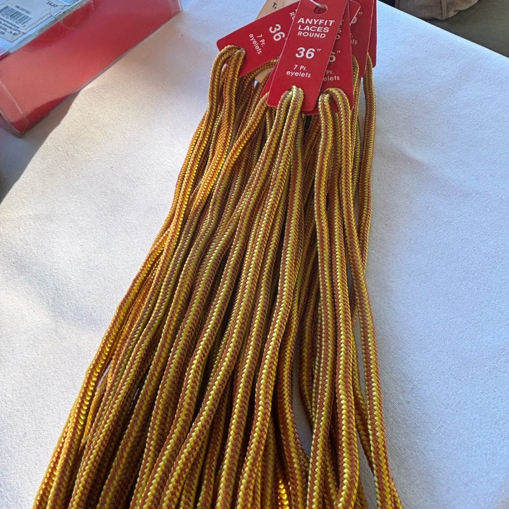 Anyfit Round 36" Gold & Maroon Shoe Laces - Pack of 12 pairs.